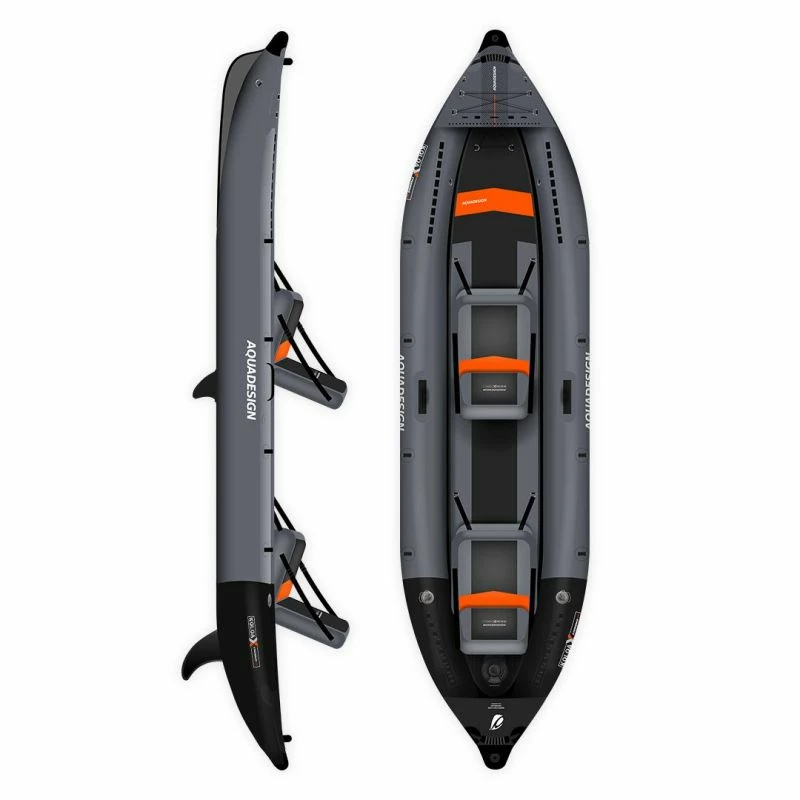 Kayak Gonflable Aquadesign KOLOA X'PERIENCE 360 Noir/Gris/Orange 2 Places