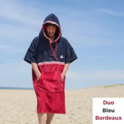 Poncho Surf Adulte Saint Jacques Wetsuits Duo Bleu/Bordeaux